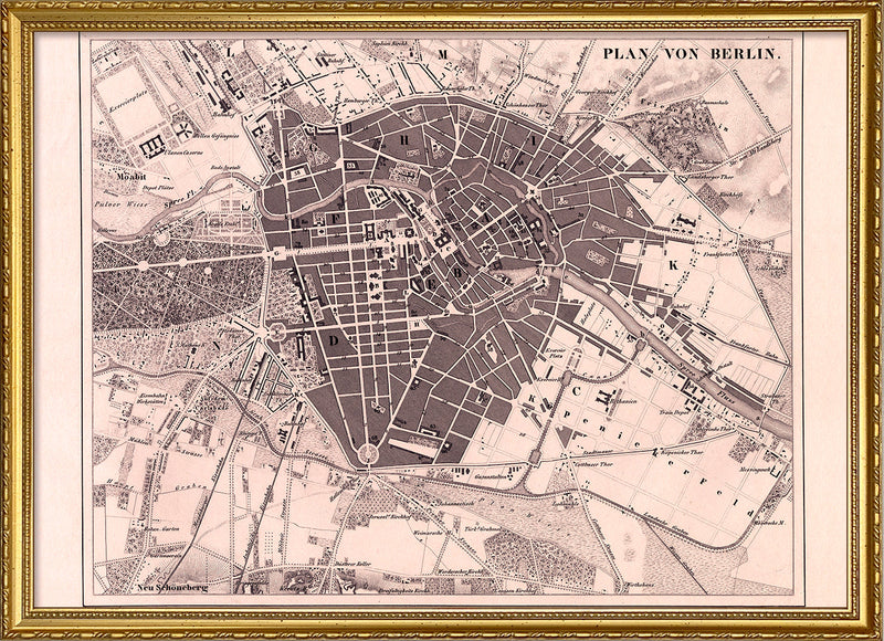 Vintage city Map of Berlin, black & white