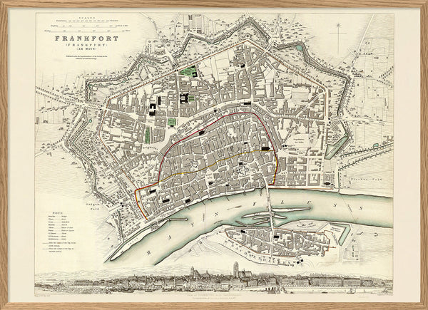 Vintage city Map of Frankfurt am Main