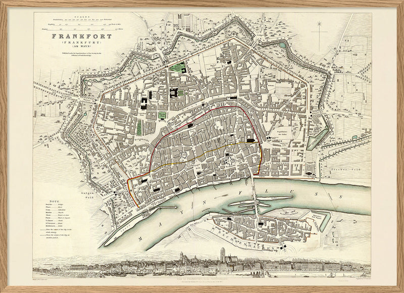 Vintage city Map of Frankfurt am Main