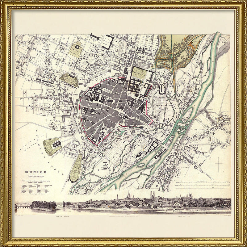 Vintage city Map of Munich