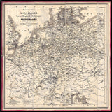 Vintage Map of Germany's Railroads