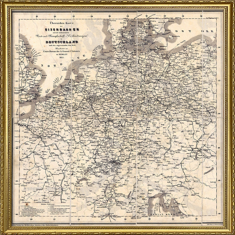Vintage Map of Germany's Railroads