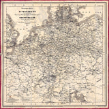 Vintage Map of Germany's Railroads