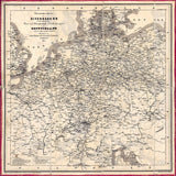 Vintage Map of Germany's Railroads