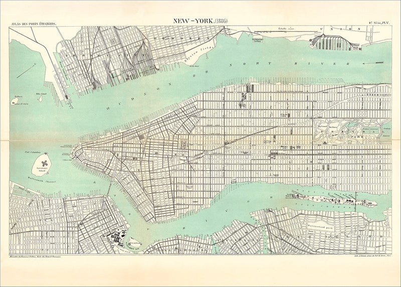 Map of New York City, 1886