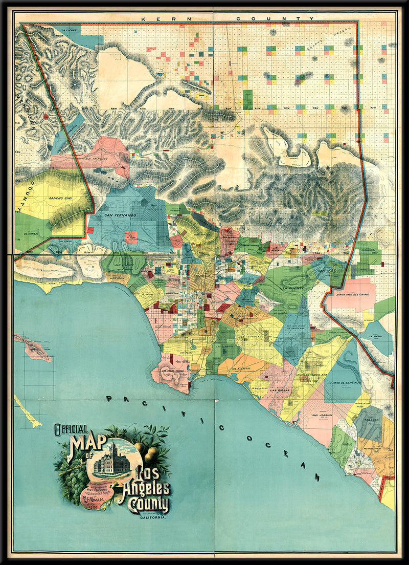 Vintage Map of Los Angeles County