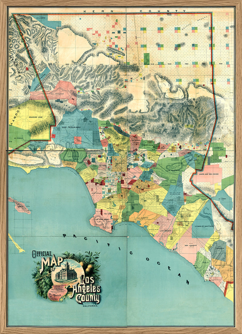 Vintage Map of Los Angeles County