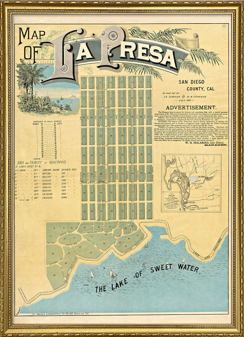 Vintage City Map of La Presa, San Diego County
