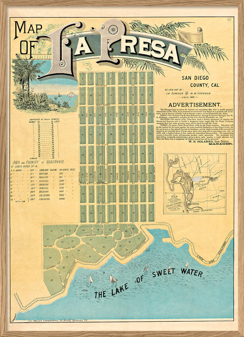 Vintage City Map of La Presa, San Diego County