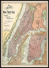 Vintage City Map of New York City 1892