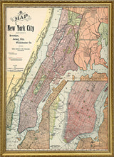 Vintage City Map of New York City 1892