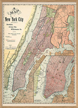 Vintage City Map of New York City 1892