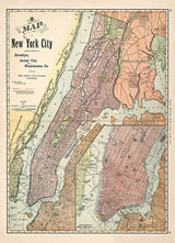 Vintage City Map of New York City 1892