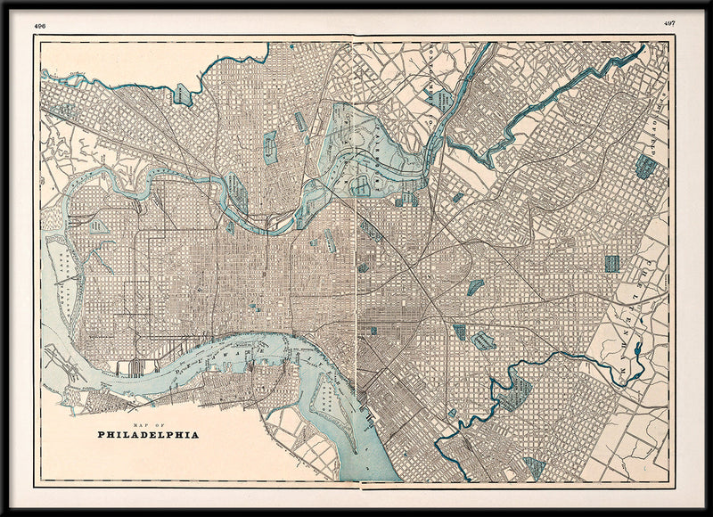 Vintage City Map of Philadelphia 1899