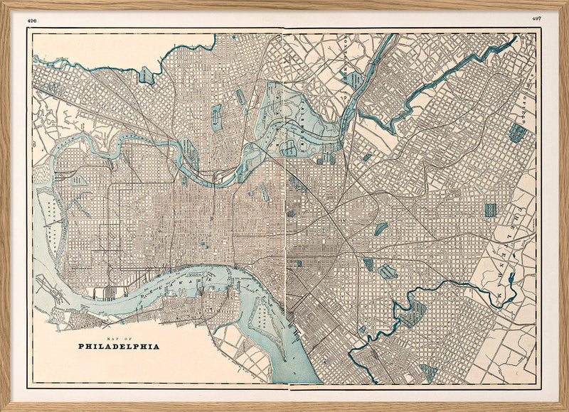 Vintage City Map of Philadelphia 1899