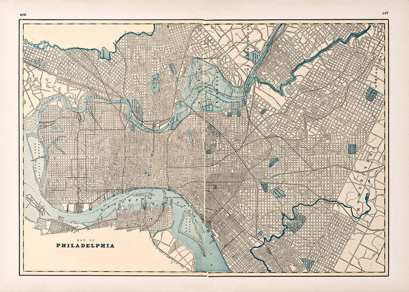 Vintage City Map of Philadelphia 1899