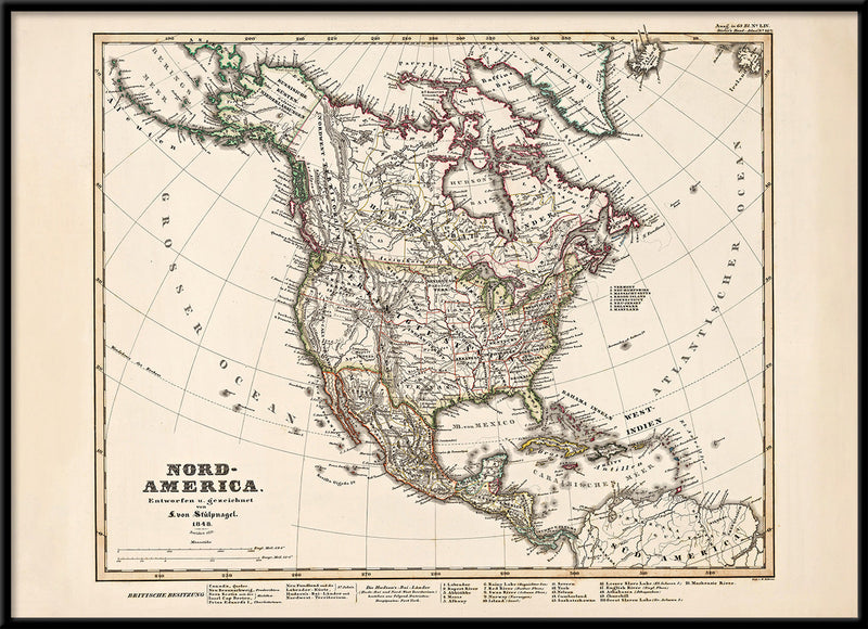 Vintage Map of North America