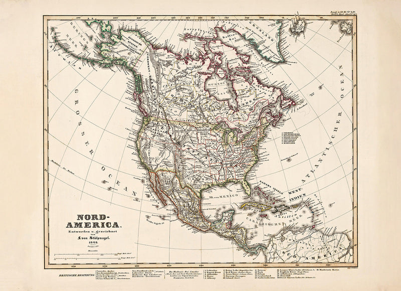 Vintage Map of North America
