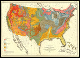 Vintage Geological map of the US, 1874