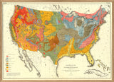 Vintage Geological map of the US, 1874