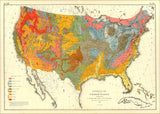 Vintage Geological map of the US, 1874