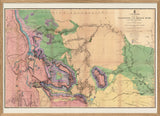 Vintage Geological map of Yellowstone & Missouri Rivers