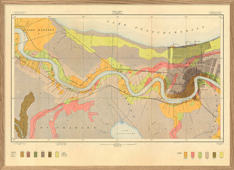 Vintage Geological map of New Orleans and the Mississippi