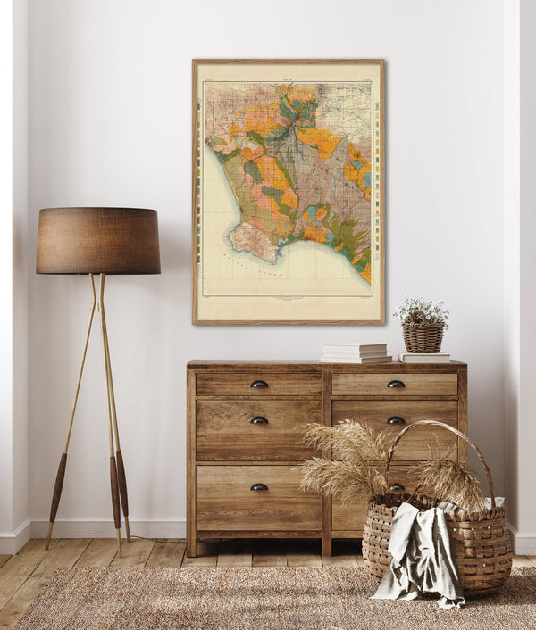 Vintage Geological map of Los Angeles, California