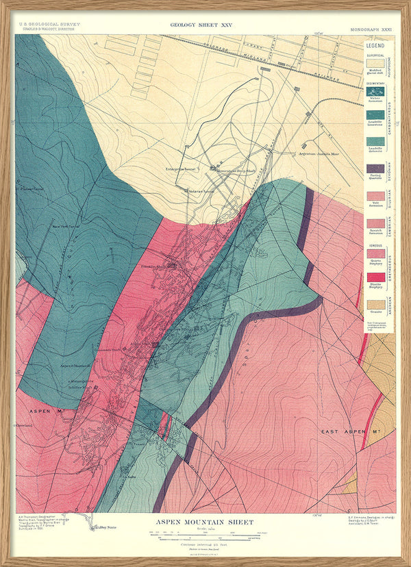 Vintage Geological map of Aspen, Colorado #1