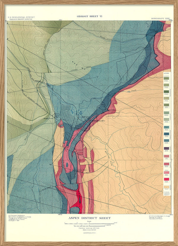 Vintage Geological map of Aspen, Colorado #2