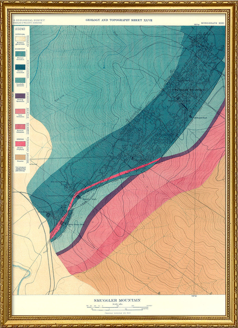Vintage Geological map of Smuggler Mountain