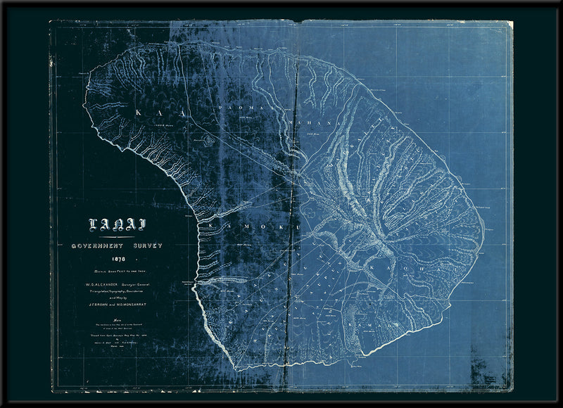 Vintage map of Lanai, Hawaii