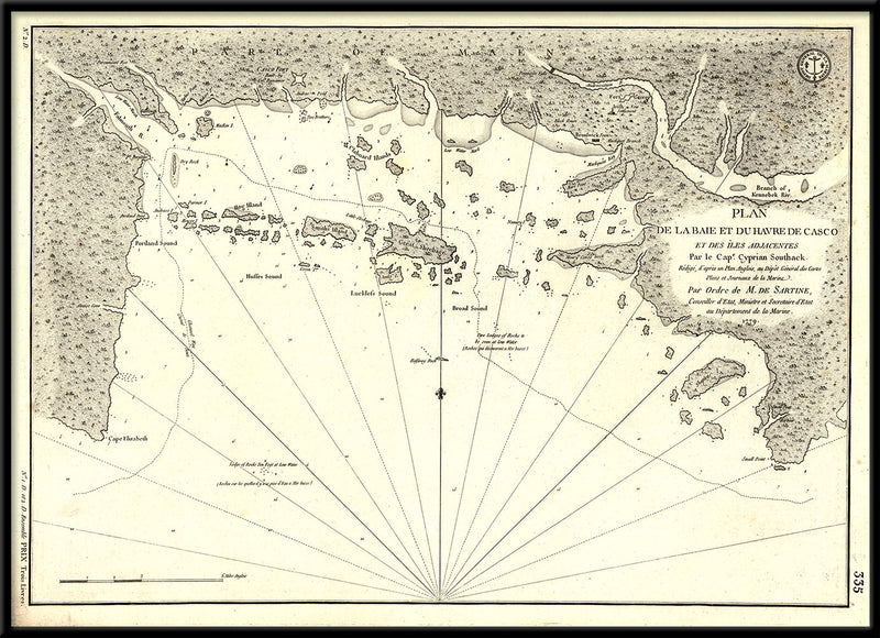 Vintage Nautical Chart of Casco Bay