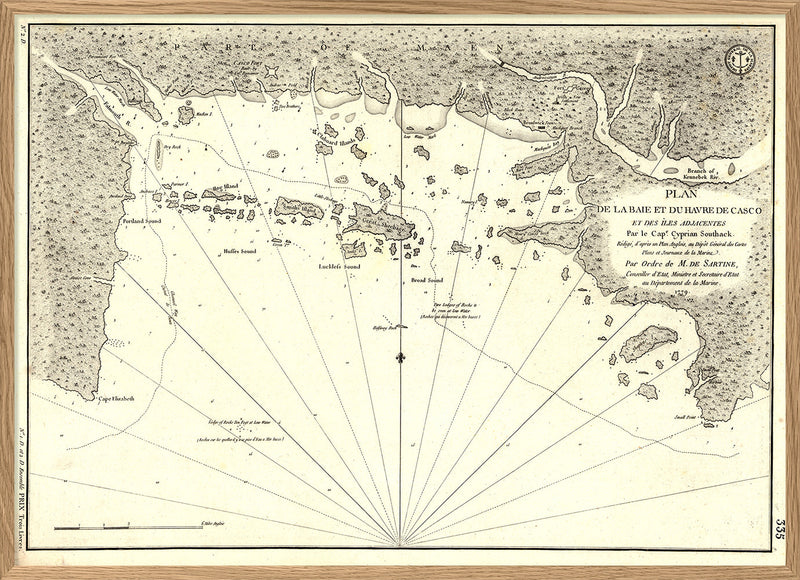 Vintage Nautical Chart of Casco Bay