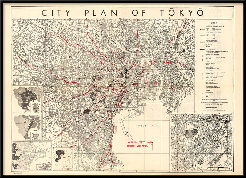 Vintage city map of Tokyo