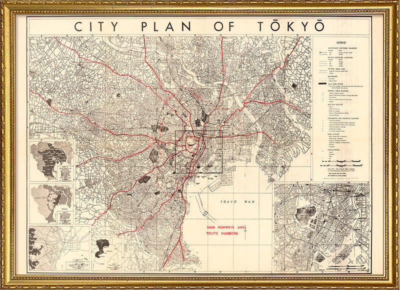 Vintage city map of Tokyo