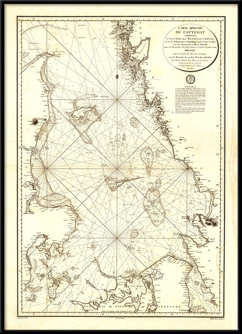 Carte Reduite Du Cattegat – Vintage Nautical Chart of Kattegat