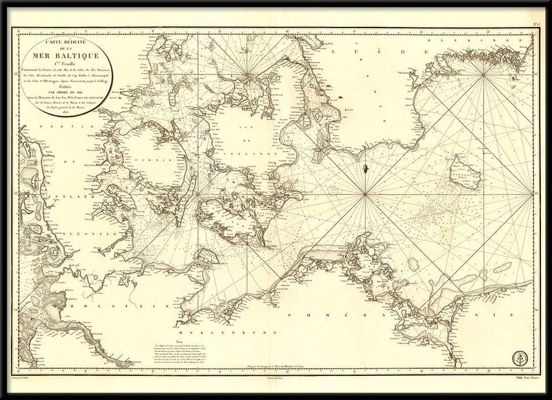 Carte Reduite De La Mer Baltique – Vintage Nautical Chart of Denmark and the Baltic Sea