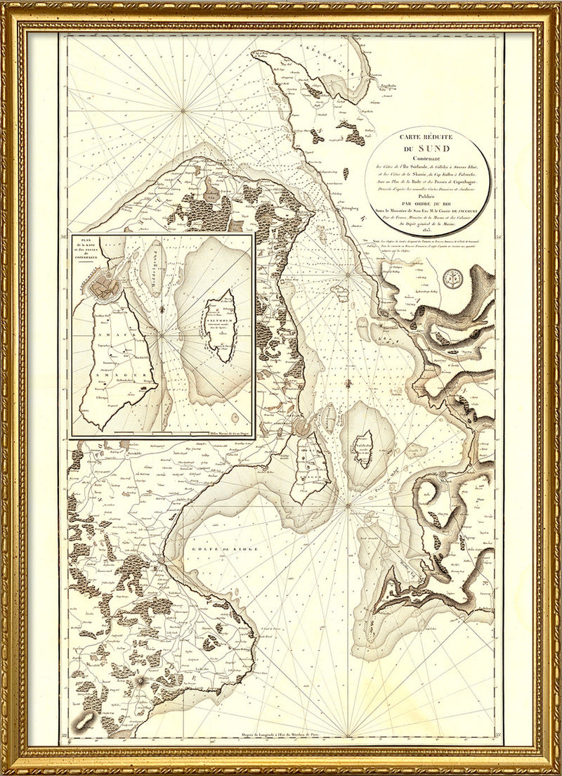 Carte Reduite Du Sund - Vintage Nautical Chart of Øresund
