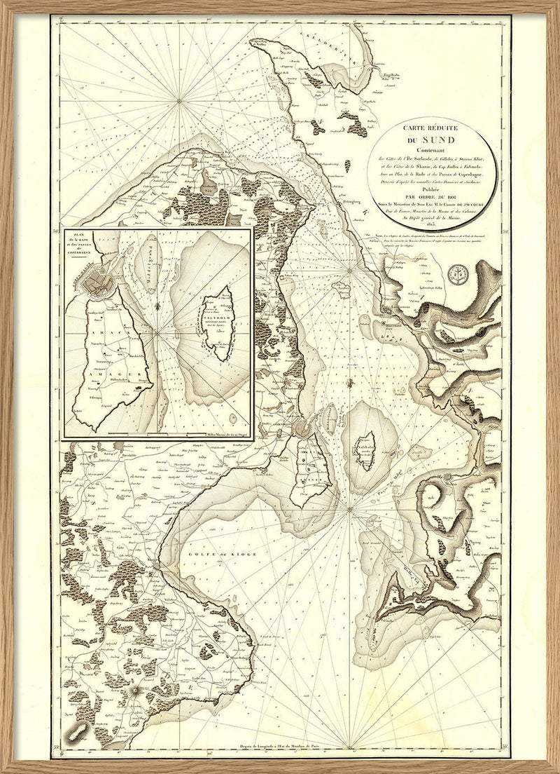 Carte Reduite Du Sund - Vintage Nautical Chart of Øresund