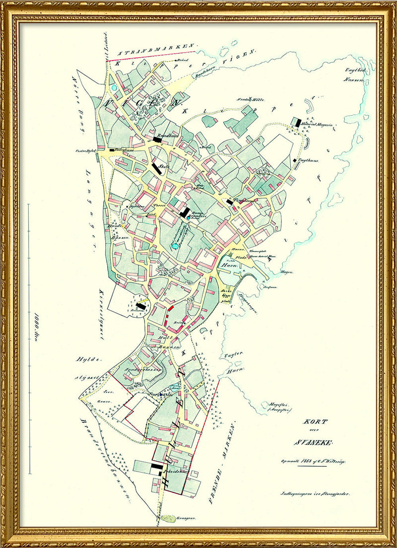 Vintage City Map of Svaneke, Bornholm