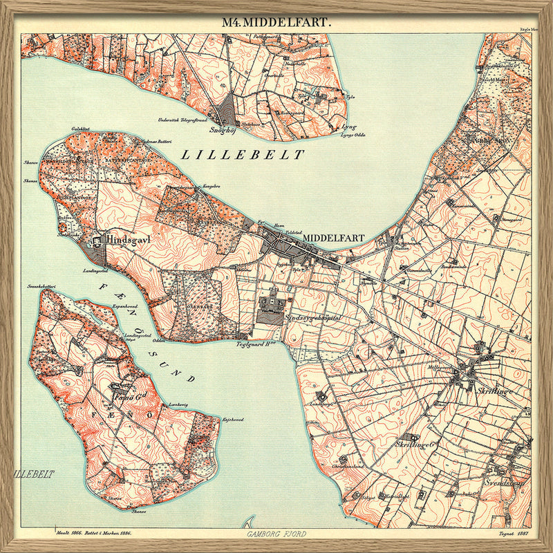Vintage City Map of Middelfart, Denmark