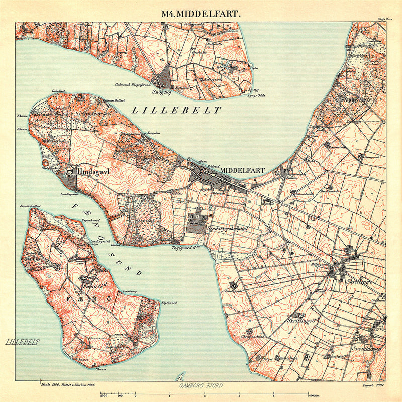 Vintage City Map of Middelfart, Denmark