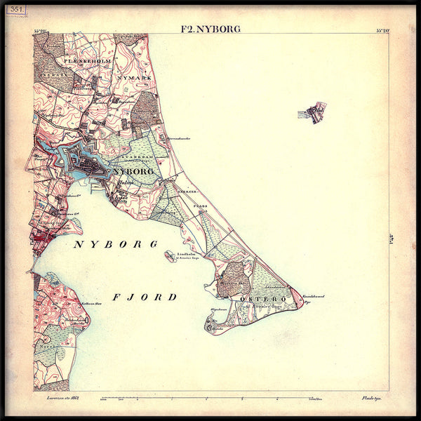 Vintage City Map of Nyborg, Denmark