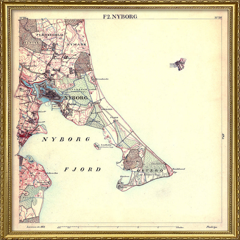 Vintage City Map of Nyborg, Denmark