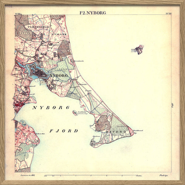 Vintage City Map of Nyborg, Denmark