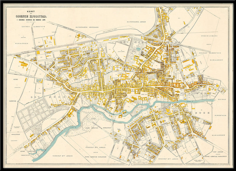 Vintage City Map of Odense, Denmark