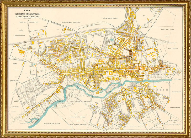 Vintage City Map of Odense, Denmark