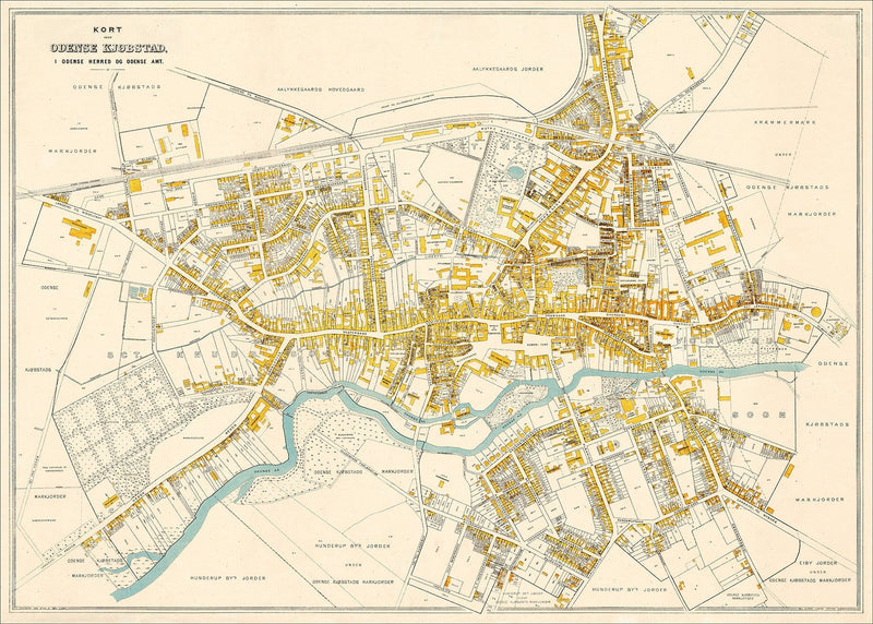 Vintage City Map of Odense, Denmark