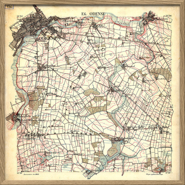 Vintage City map of Odense & suburbs